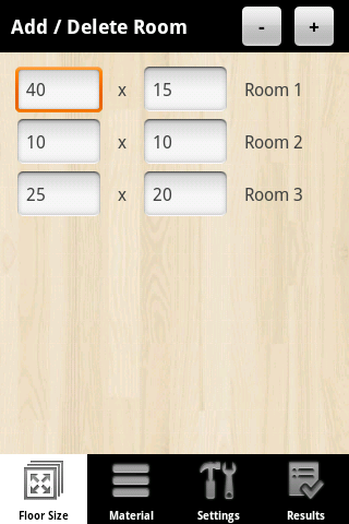 Flooring Calculator Main Screen